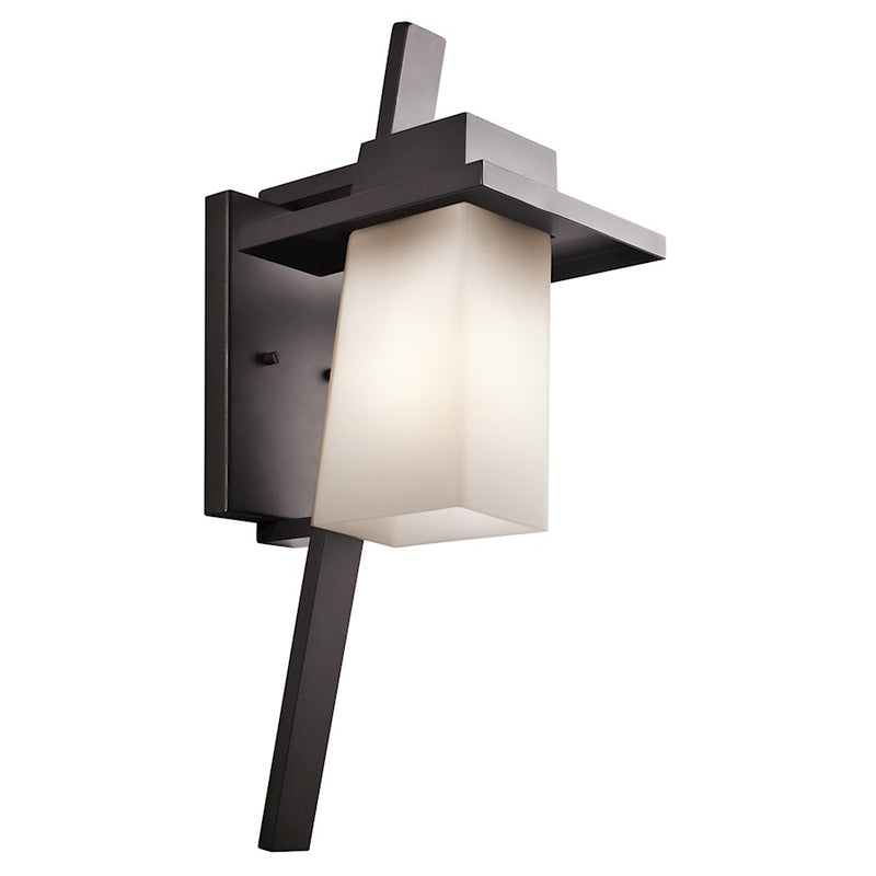 Kichler Stonebrook 23in 1-Light Outdoor Wall Sconce | Contemporary Architectural Bronze Aluminum & Etched Opal Glass | Entryway | Model 49258AZ