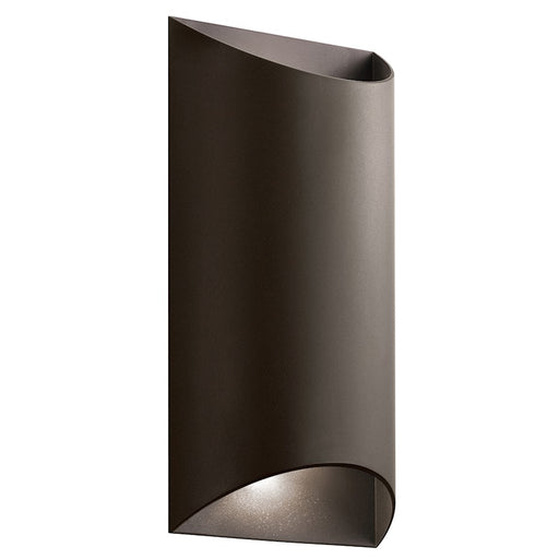 Kichler Wesley 14in 2-Light Outdoor Wall Sconce | Contemporary Textured Architectural Bronze and Clear Etched Glass | Covered | Model 49279AZTLED