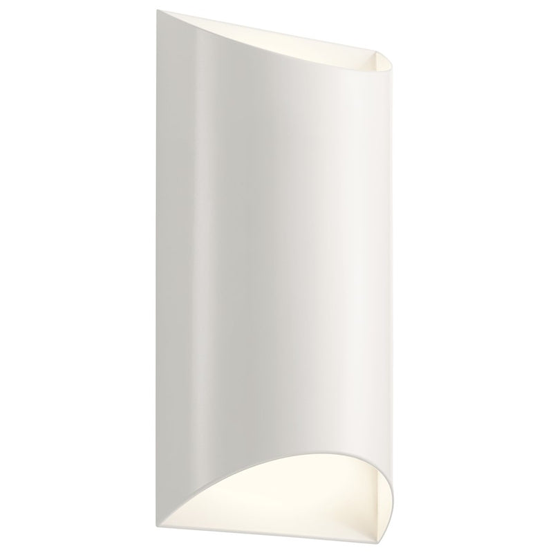 Kichler Wesley 2-Light LED Outdoor Wall Light | Architectural White Aluminum | Covered Patio & Entryway Sconce | 7 x 13.75 in | Model 49279WHLED