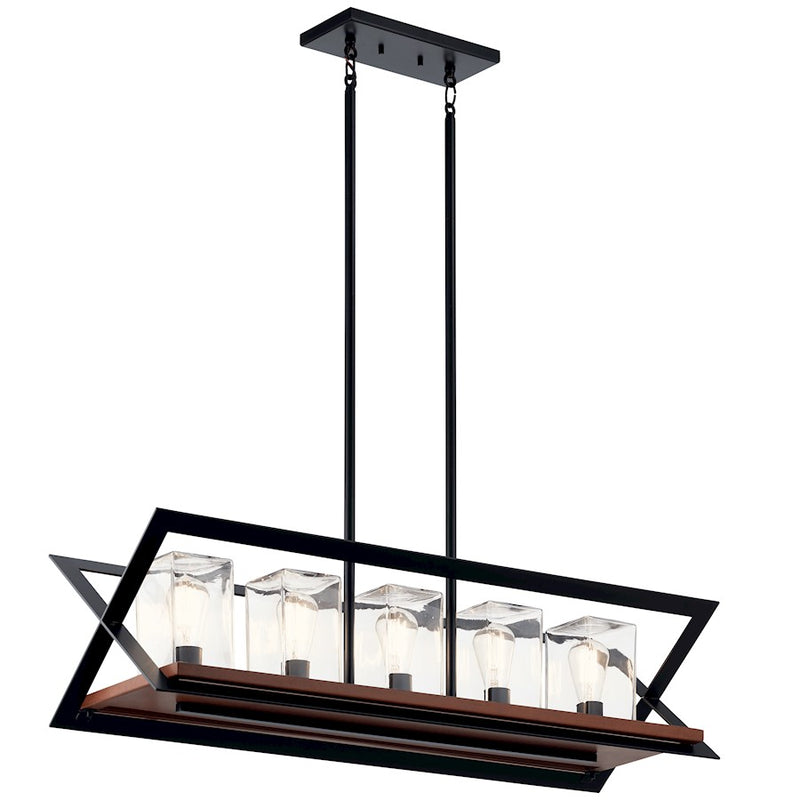 Kichler 2-Light Outdoor Chandelier 11in | Rustic Black Aluminum | Covered Patio & Porch | 11 x 11 x 11 in | Model 49309BK