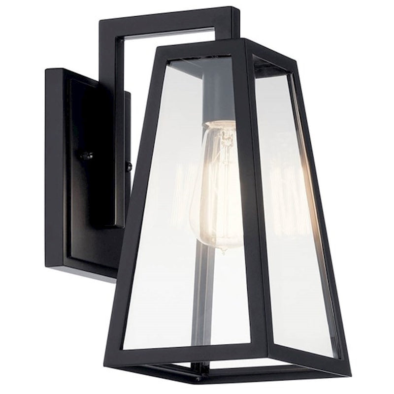 Kichler Delison 17in 1-Light Outdoor Wall Sconce | Black Aluminum and Clear Tempered Glass | Covered Patio & Entryway | Model 49332BK