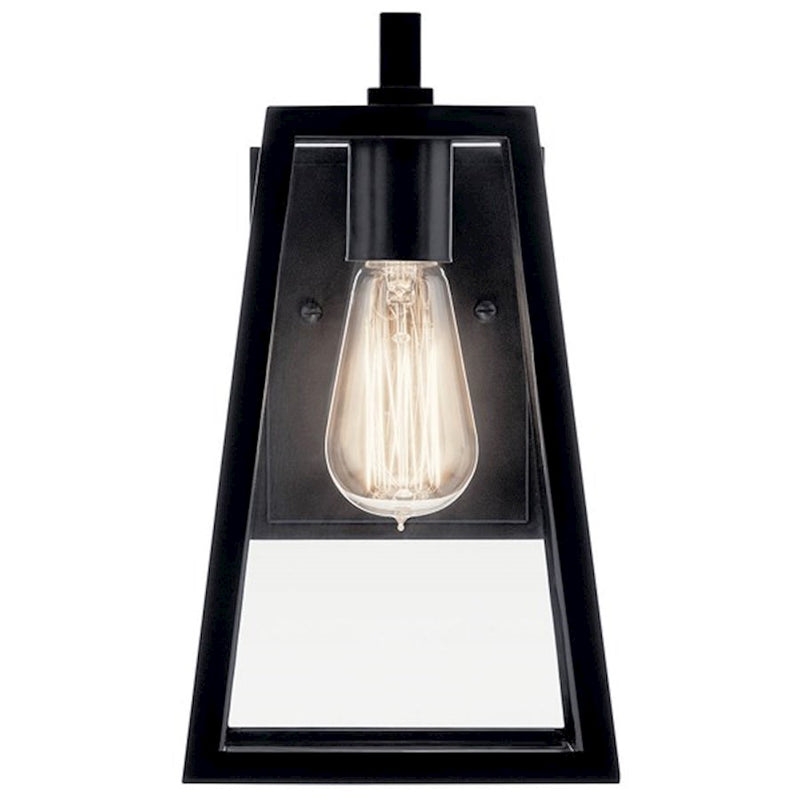 Kichler Delison 17in 1-Light Outdoor Wall Sconce | Black Aluminum and Clear Tempered Glass | Covered Patio & Entryway | Model 49332BK