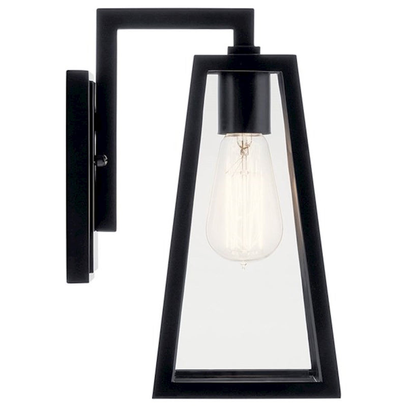 Kichler Delison 17in 1-Light Outdoor Wall Sconce | Black Aluminum and Clear Tempered Glass | Covered Patio & Entryway | Model 49332BK