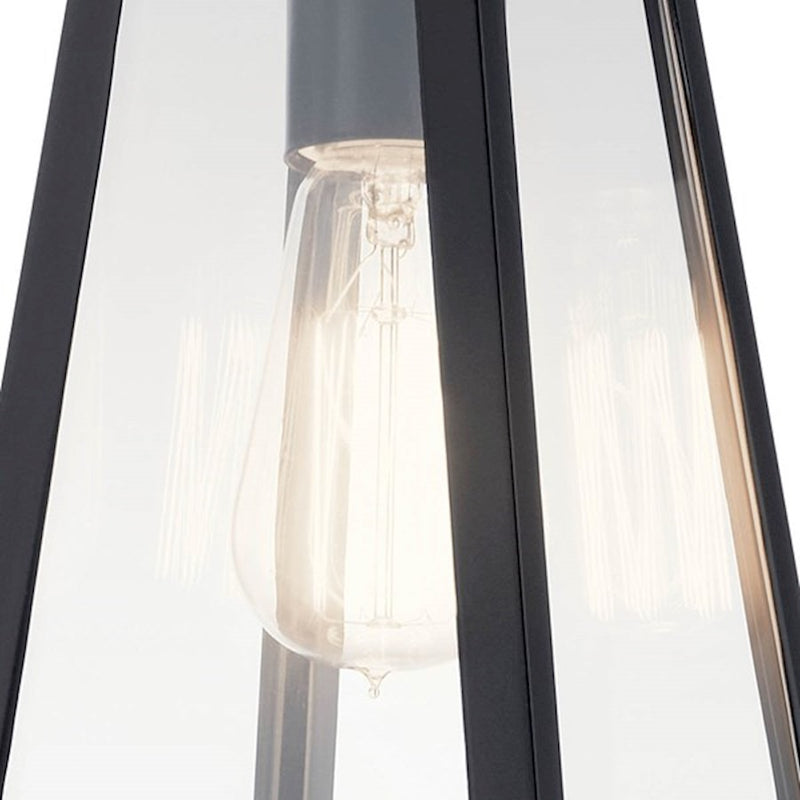 Kichler Delison 17in 1-Light Outdoor Wall Sconce | Black Aluminum and Clear Tempered Glass | Covered Patio & Entryway | Model 49332BK