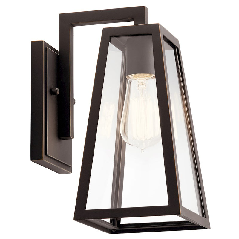 Kichler 1-Light Outdoor Wall Sconce | Rubbed Bronze Steel | Entryway & Patio Wall Light | 6.5 x 8 x 11.5 in | Model 49330RZ