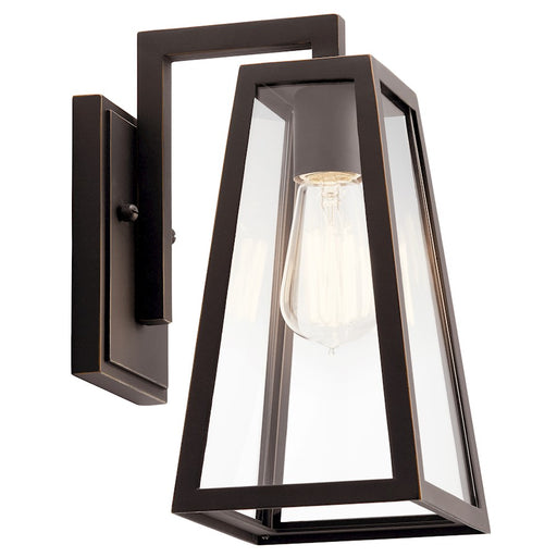 Kichler 1-Light Outdoor Wall Sconce | Rubbed Bronze Steel | Entryway & Patio Wall Light | 6.5 x 8 x 11.5 in | Model 49330RZ