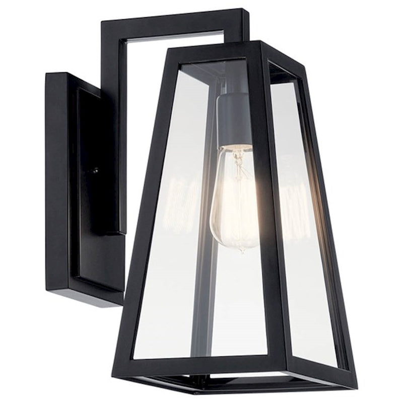 Kichler Delison 17in 1-Light Outdoor Wall Sconce | Black Aluminum and Clear Tempered Glass | Covered Patio & Entryway | Model 49332BK