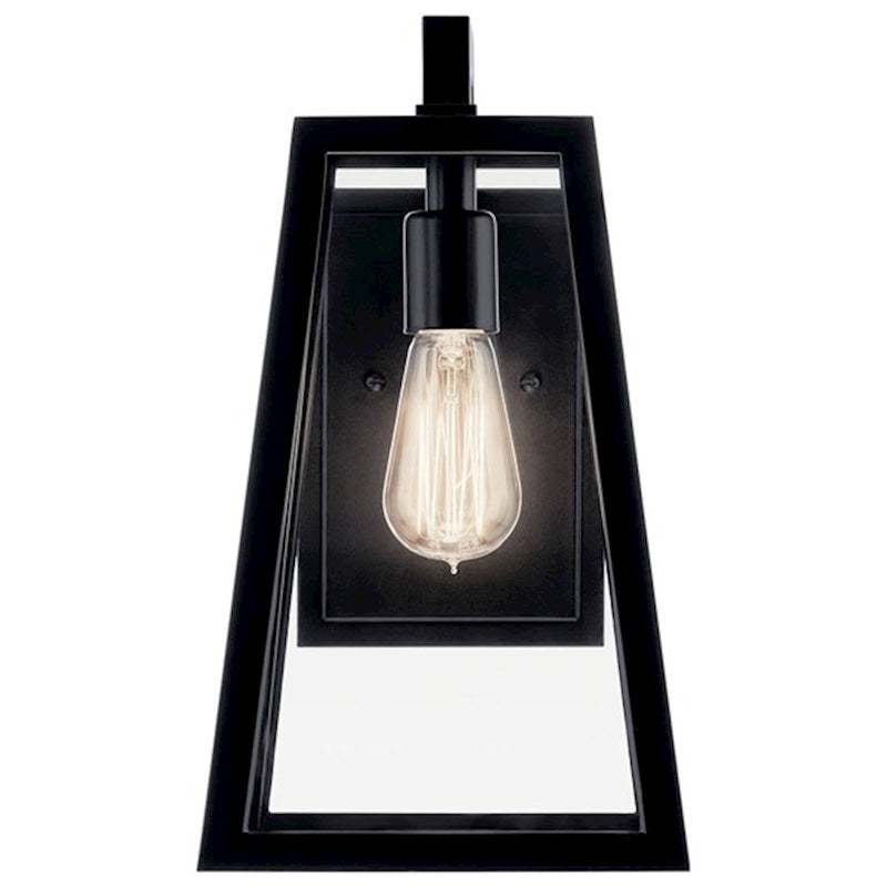 Kichler Delison 17in 1-Light Outdoor Wall Sconce | Black Aluminum and Clear Tempered Glass | Covered Patio & Entryway | Model 49332BK