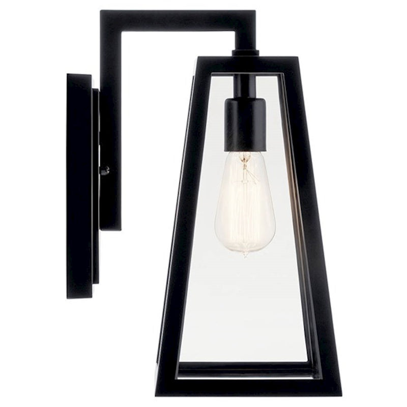 Kichler Delison 17in 1-Light Outdoor Wall Sconce | Black Aluminum and Clear Tempered Glass | Covered Patio & Entryway | Model 49332BK