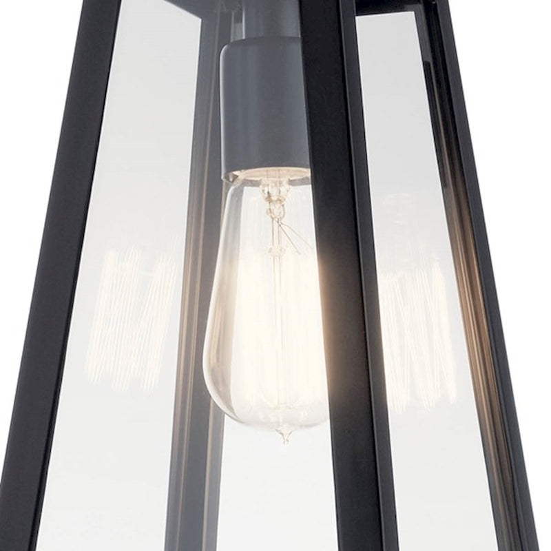 Kichler Delison 17in 1-Light Outdoor Wall Sconce | Black Aluminum and Clear Tempered Glass | Covered Patio & Entryway | Model 49332BK
