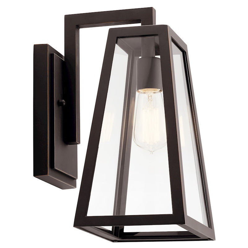 Kichler 1-Light Outdoor Wall Sconce | Rustic Rubbed Bronze Aluminum | Covered Patio & Entryway | 10 x 8 x 14 in | Model 49331RZ