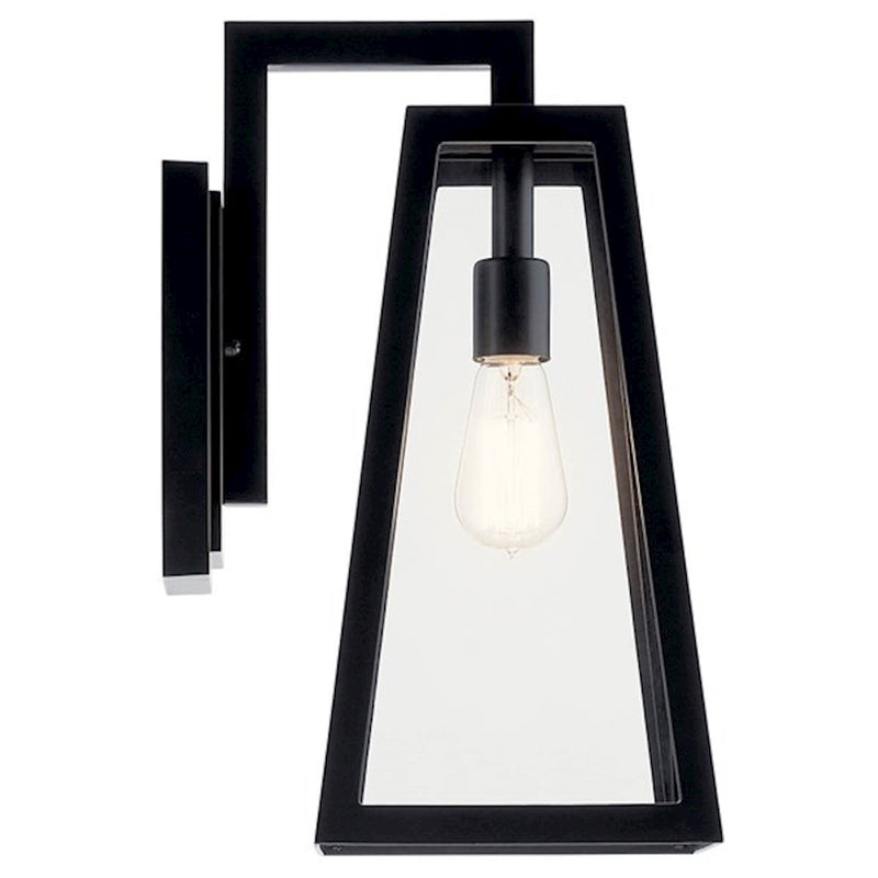 Kichler Delison 17in 1-Light Outdoor Wall Sconce | Black Aluminum and Clear Tempered Glass | Covered Patio & Entryway | Model 49332BK
