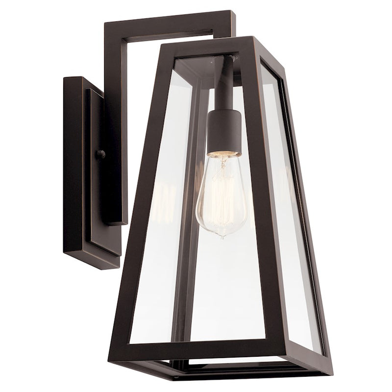 Kichler Delison 17in 1-Light Outdoor Wall Sconce | Rubbed Bronze Aluminum and Clear Glass | Covered Patio & Entryway | 10 x 17 x 11 in | Model 49332RZ