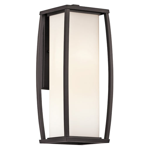Kichler Bowen 2-Light Outdoor Wall Sconce | Transitional Architectural Bronze Cast Aluminum & Satin Etched Opal Glass | Entryway | Model 49339AZ