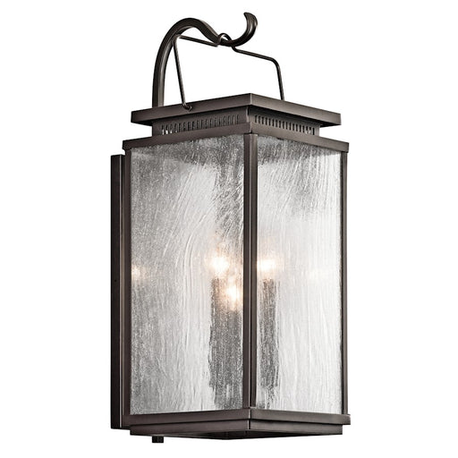 Kichler Manningham 22.25in 3-Light Outdoor Wall Sconce | Traditional Olde Bronze and Clear Seeded Glass | Covered Patio & Entryway | Model 49386OZ