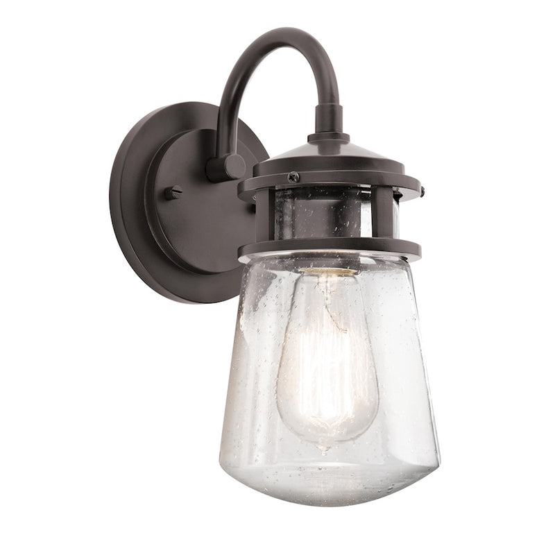 Kichler Lyndon Outdoor Wall Sconce | Traditional Architectural Bronze | Covered Patio & Entryway | 11.25in H, Clear Seeded Glass | Model 49444AZ