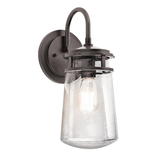 Kichler Lyndon 15in 1-Light Outdoor Wall Sconce | Transitional Architectural Bronze Aluminum and Clear Seeded Glass | Entryway | Model 49445AZ