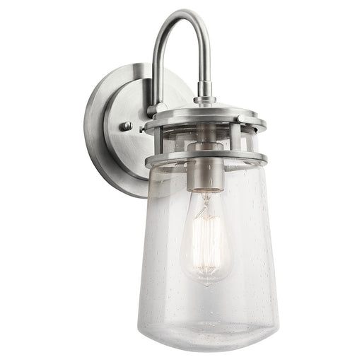 Kichler Lyndon 6in 1-Light Outdoor Wall Light | Transitional Brushed Aluminum and Clear Seeded Glass | Entryway & Covered Patio | Model 49445BA