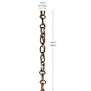 Kichler 36in Round Decorative Chain | Lacquered Bronze Steel | Ceiling Fan Extension | 36 x 0.75 in | Model 4945LBZ
