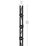 Kichler Accessory 36in Square Decorative Chain | Black Steel | Pendant & Chandelier Extension | 36 in L x 1 in W | Model 4946BK