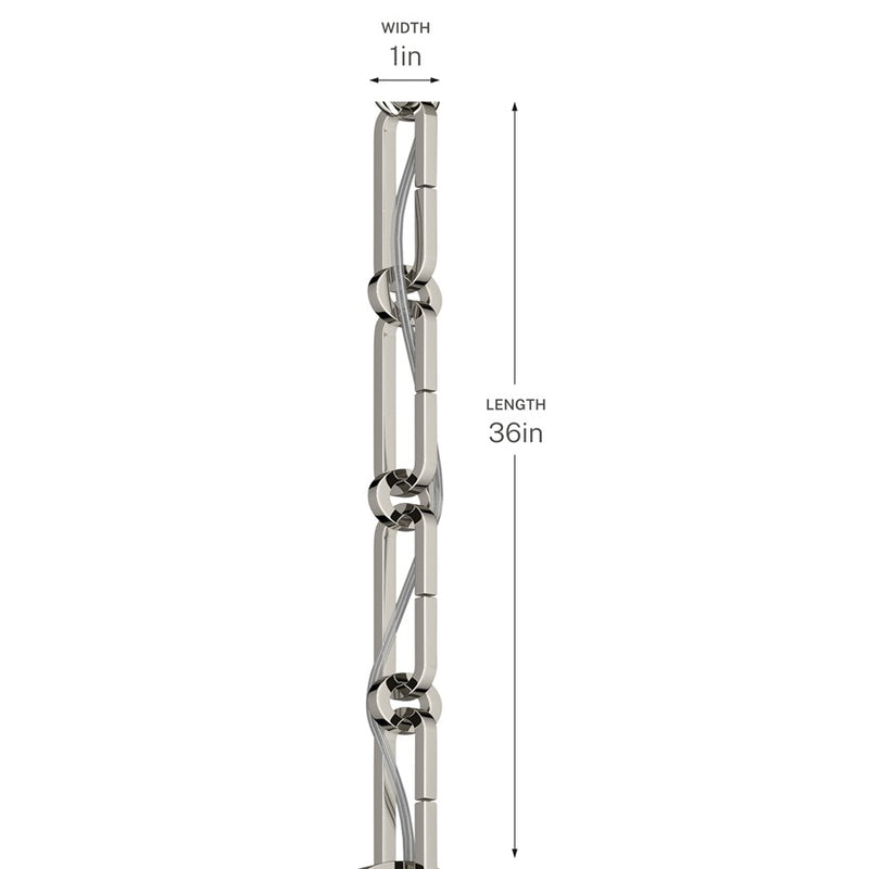 Kichler Accessory 36in Square Decorative Chain | Polished Nickel Steel | Ceiling Fan Extension & Lighting Fixture Drop | 36 x 1 in | Model 4946PN