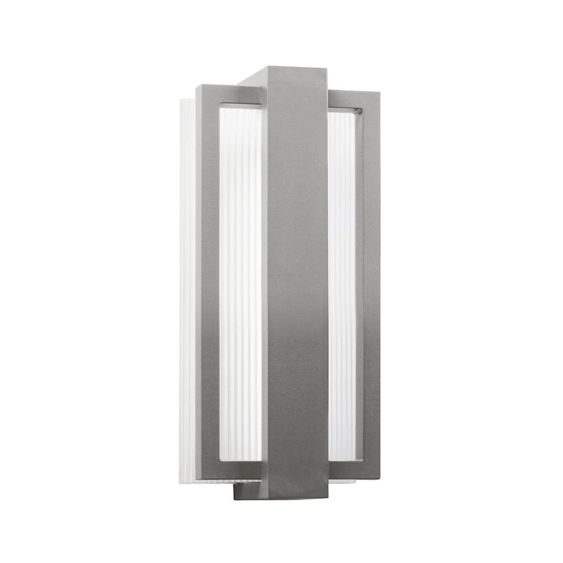 Kichler Sedo 12.25in 1-Light LED Outdoor Wall Sconce | Contemporary Platinum and Clear Polycarbonate | Covered Patio & Entryway | Model 49492PL
