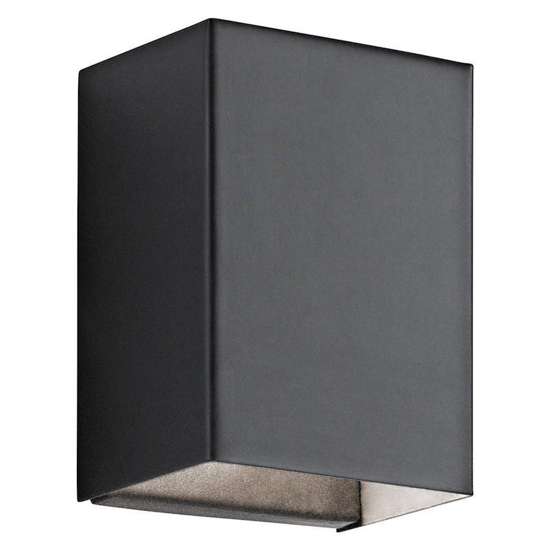 Kichler Walden 1-Light LED Outdoor Wall Sconce | Textured Black Aluminum and Etched Glass | Entryway & Garage | 5 x 7 in | Model 49550BKTLED