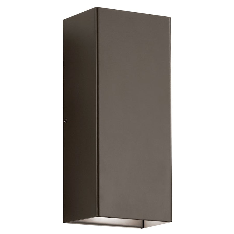 Kichler Walden 12in 2-Light LED Outdoor Wall Sconce | Contemporary Architectural Bronze and Etched Glass | Entryway & Garage | Model 49551AZLED