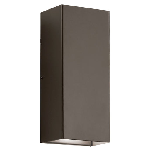 Kichler Walden 12in 2-Light LED Outdoor Wall Sconce | Contemporary Architectural Bronze and Etched Glass | Entryway & Garage | Model 49551AZLED