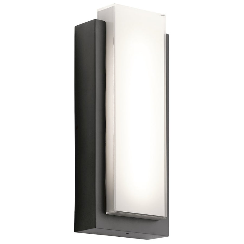 Kichler Dahlia 19in 2-Light LED Outdoor Wall Sconce | Black Aluminum and Clear Seeded Glass | Covered Patios & Entryways | Model 49557BKLED