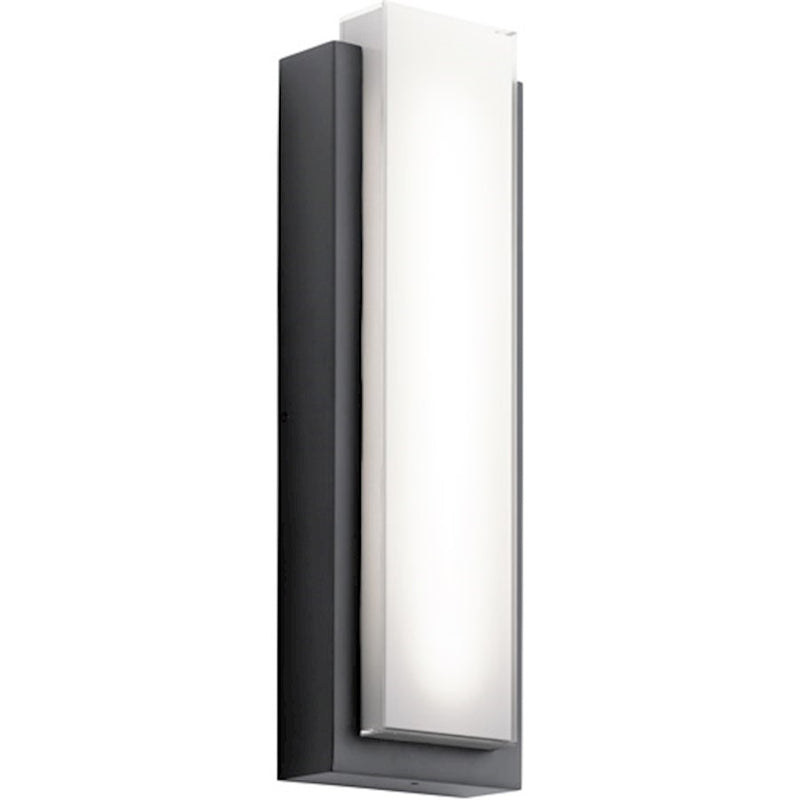 Kichler Dahlia 19in 2-Light LED Outdoor Wall Sconce | Black Aluminum and Clear Seeded Glass | Covered Patios & Entryways | Model 49557BKLED