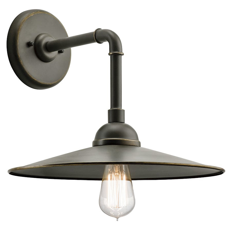 Kichler Westington 14in 1-Light Outdoor Wall Sconce | Transitional Olde Bronze and Clear Glass | Covered Porch & Entryway | 14 x 10 in | Model 49586OZ