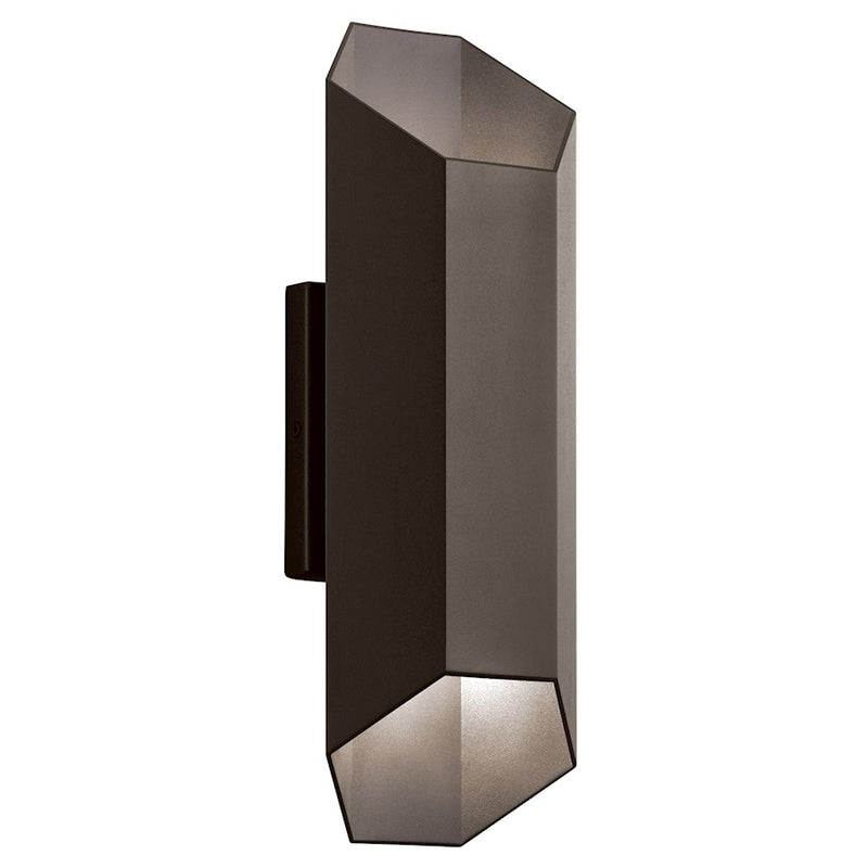 Kichler Estella 12in 1-Light LED Outdoor Wall Sconce | Contemporary Textured Architectural Bronze Aluminum & Etched Glass | Model 49607AZTLED