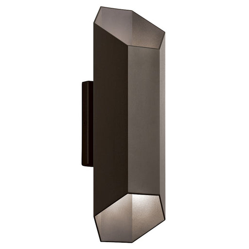 Kichler Estella 12in 1-Light LED Outdoor Wall Sconce | Contemporary Textured Architectural Bronze Aluminum & Etched Glass | Model 49607AZTLED