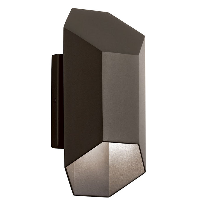Kichler Estella 16in 2-Light Outdoor Wall Sconce | Contemporary Textured Architectural Bronze and Clear Etched Glass | Covered | Model 49608AZTLED