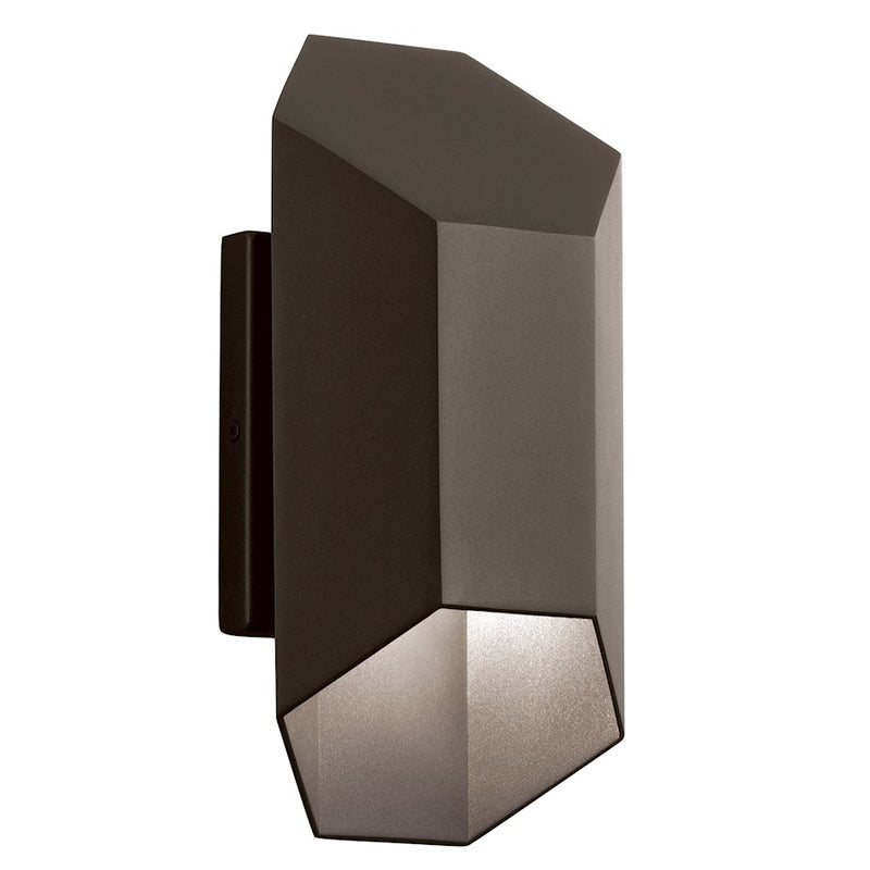 Kichler Estella 16in 2-Light Outdoor Wall Sconce | Contemporary Textured Architectural Bronze and Clear Etched Glass | Covered | Model 49608AZTLED