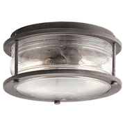 Kichler Ashland Bay 12in 2-Light Outdoor Flush Mount | Colonial Weathered Zinc and Clear Seeded Glass | Covered Patios & Entryways | Model 49669WZC