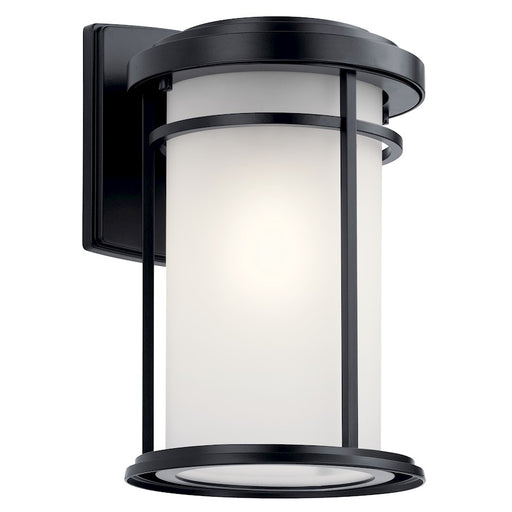 Kichler Toman 8in 1-Light Outdoor Wall Sconce | Arts & Crafts Black Aluminum | Front Porch & Entryway | 8 x 14 in | Model 49687BK