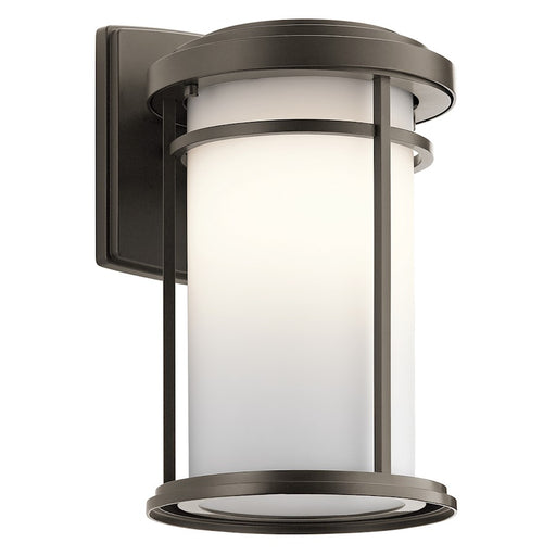 Kichler Toman 8in 1-Light Outdoor Wall Sconce | Arts & Crafts Olde Bronze and Satin Etched Opal Glass | Covered Patios & Entryways | Model 49687OZ