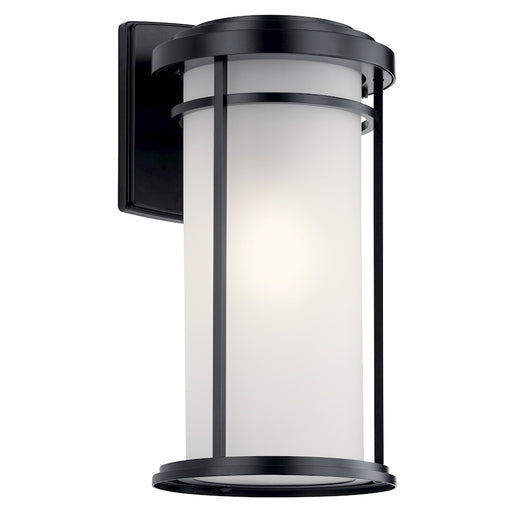 Kichler Toman 20in 1-Light Outdoor Wall Light | Arts & Crafts Black Aluminum and Opal Glass | Entryway & Covered Patio | 10 x 20 in | Model 49688BK