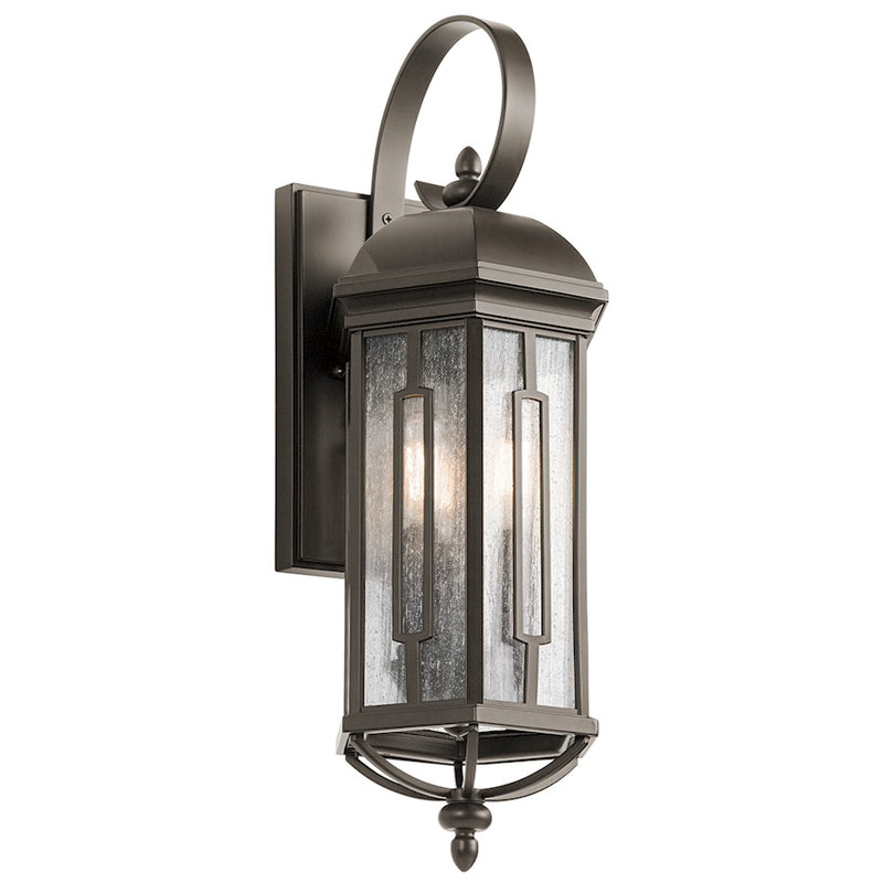 Kichler Galemore 22in 3-Light Outdoor Wall Sconce | Olde Bronze and Clear Seeded Glass | Covered Patios & Entryways | 7.75 x 21.75 in | Model 49710OZ
