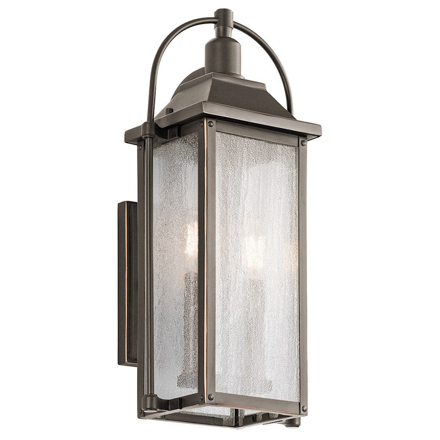 Kichler Harbor Row 2 Light Outdoor Wall Light, Small, Black/Seeded - 49714BKT