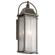 Kichler Harbor Row 10in 3-Light Outdoor Wall Lantern | Olde Bronze Aluminum Clear Seeded Glass | Covered Patio & Entryway | Model 49715OZ