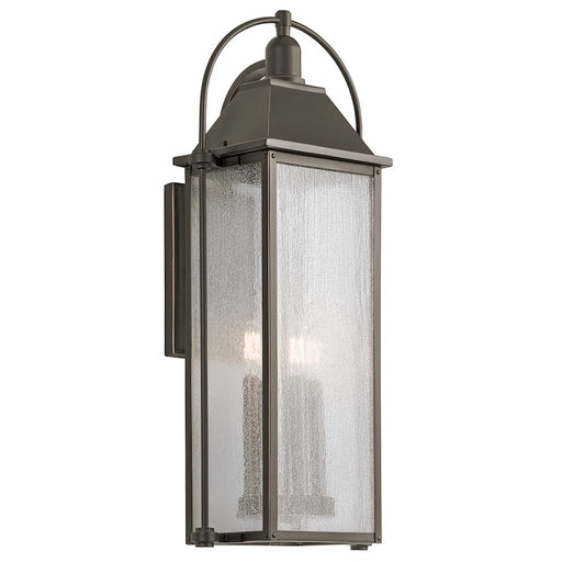 Kichler Harbor Row 12in 4-Light Outdoor Wall Lantern | Traditional Olde Bronze and Clear Seeded Glass | Covered Patio & Entryway | Model 49716OZ