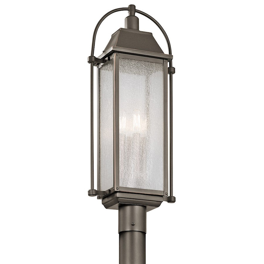 Kichler Harbor Row 4 Light Outdoor Post Lantern, Black/Clear Seeded - 49717BKT