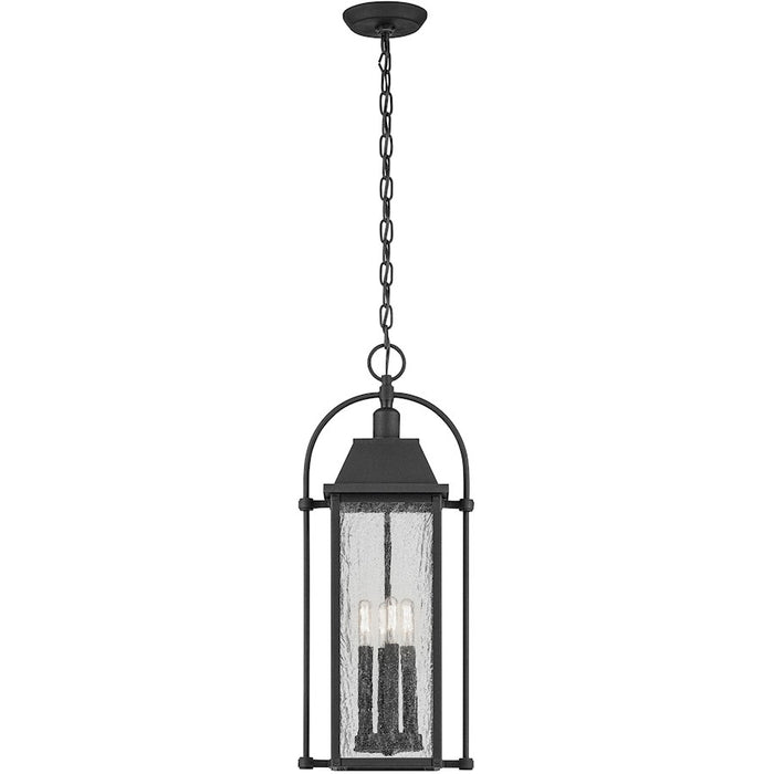 Kichler Harbor Row 4Lt Outdoor Hanging Pendant, Black/Clear Seeded