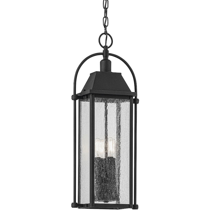 Kichler Harbor Row 4Lt Outdoor Hanging Pendant, Black/Clear Seeded