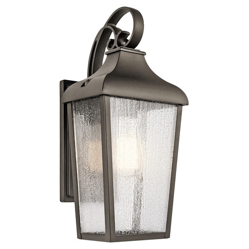 Kichler Forestdale 7in 1-Light Outdoor Wall Sconce | Traditional Olde Bronze and Clear Seeded Glass | Covered Patio & Entryway | Model 49735OZ