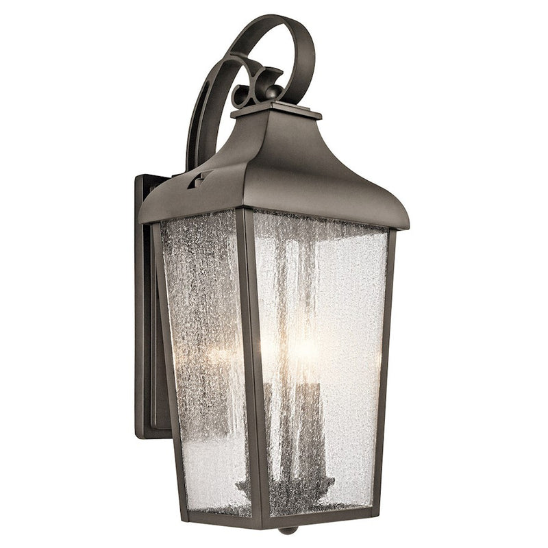 Kichler Forestdale 2 Light Outdoor Wall Light, Medium, Black/Seeded - 49736BKT