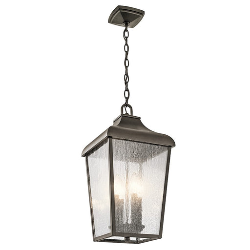 Kichler Forestdale 10in 4-Light Outdoor Pendant | Traditional Olde Bronze and Clear Seeded Glass | Covered Patio & Entryway | Model 49740OZ